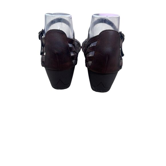 Skechers Brown Leather Strappy Wedge Sandals Ankle Strap Size 10 - Picture 5 of 10